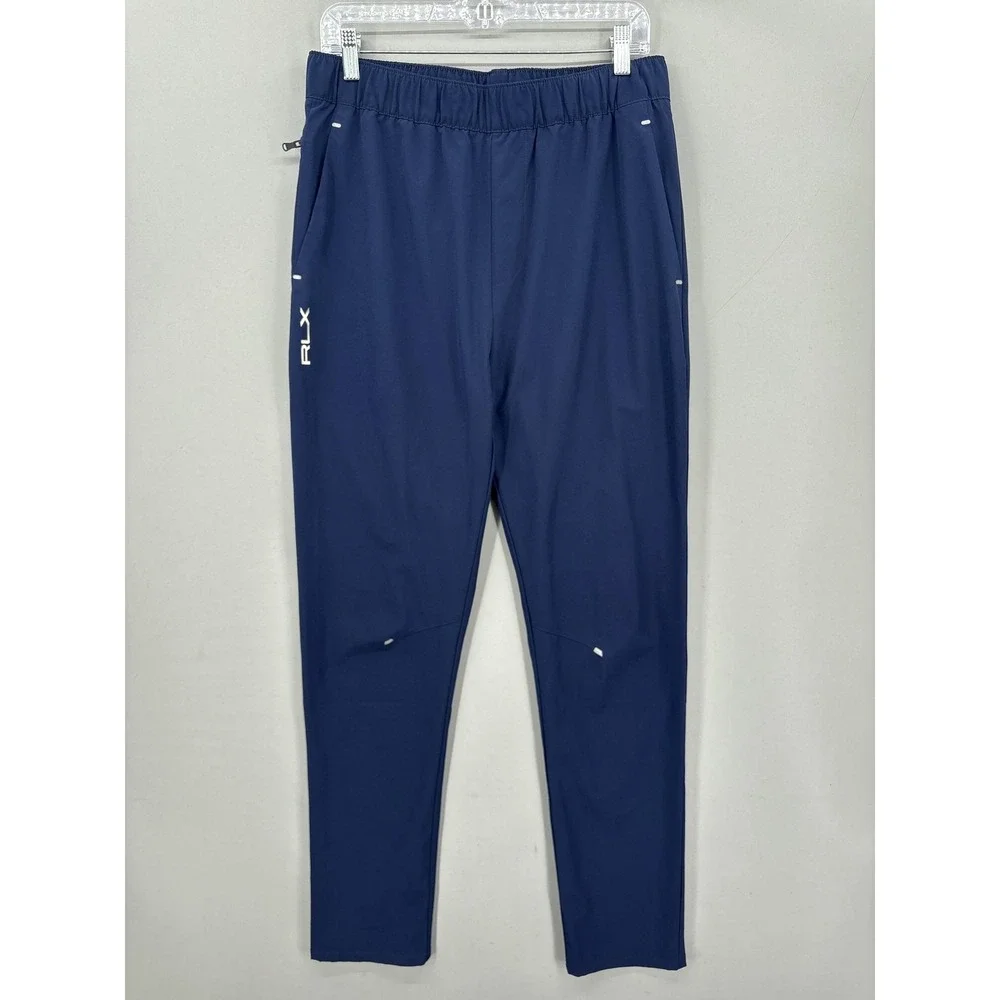 RLX Ralph Lauren Pants Mens Medium Navy Joggers Stretch Zip Pocket Golf Athletic